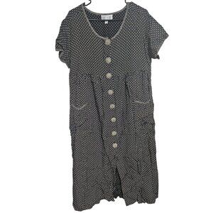 Karen Kane Petites Midi Dress Womens Size 12 Floral Button Front Pockets